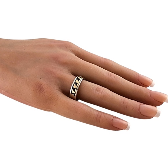 Dave Skeets 14K Yellow Gold & Sterling Silver Navajo Band Ring Size 9 #20095 - Picture 7 of 7